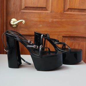Black Platform Strapy Heels from SheIn